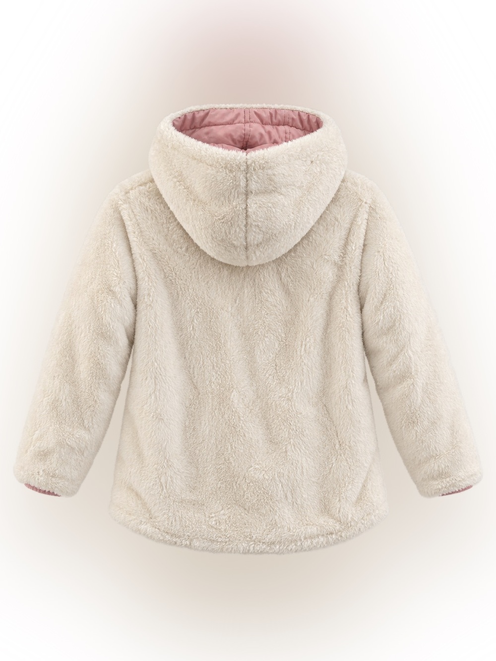 DKNY Girls 10/12 Reversible Pink Puffer Ivory Faux Fur Hooded Jacket - Picture 6 of 8